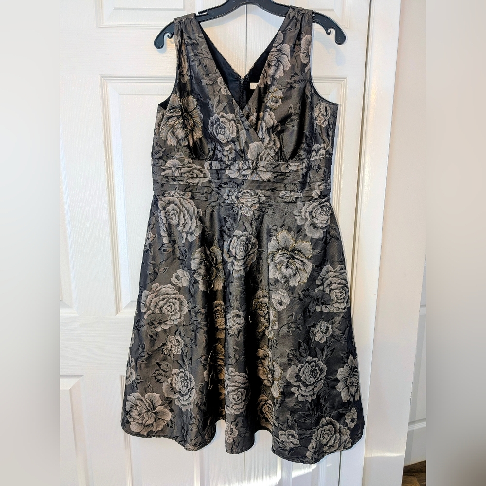 Elegant Floral Bronze Beaded Dress